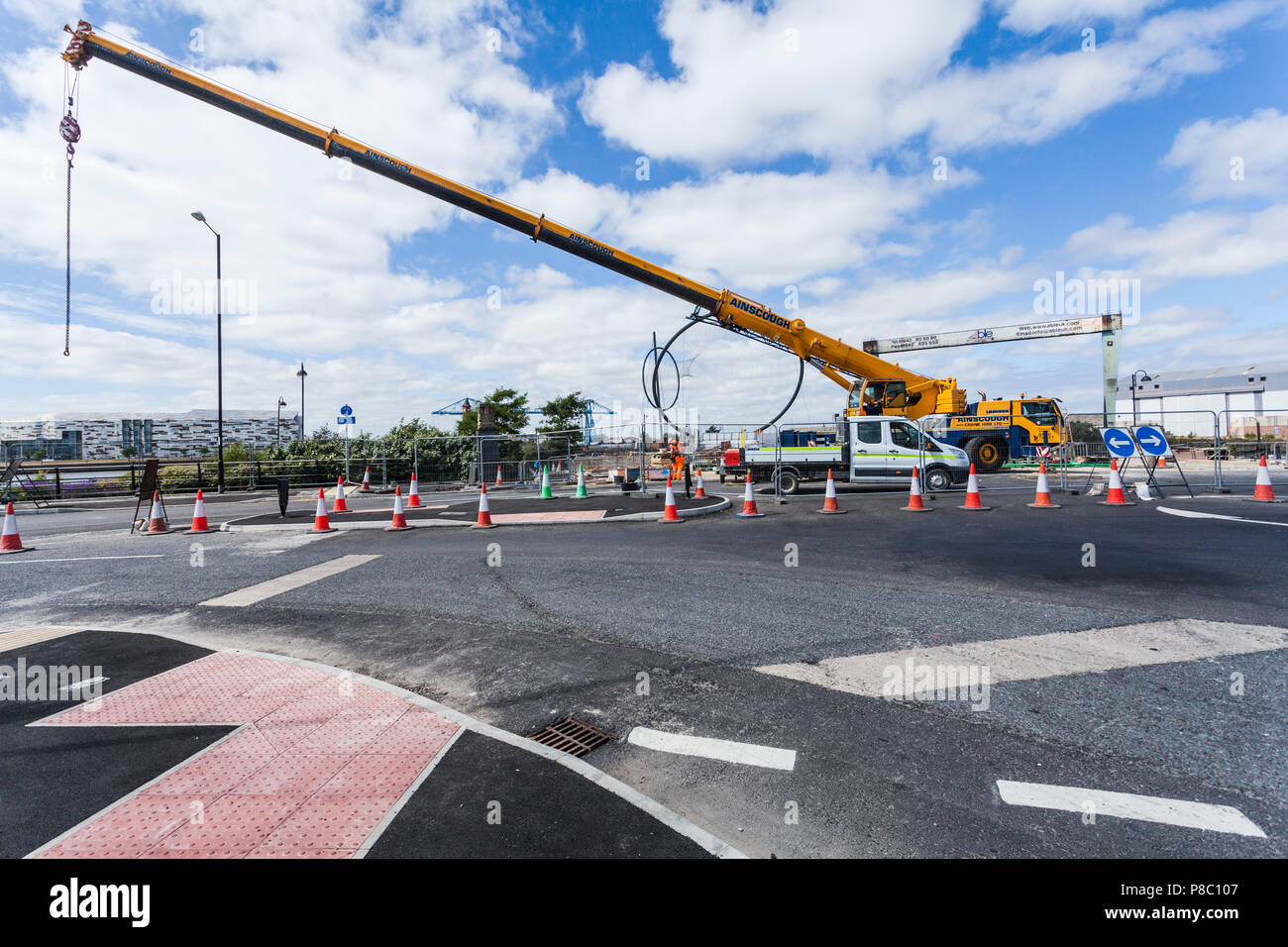 Die Bauarbeiten an der neuen Straße Brücke an Middlehaven, Middlesbrough, England, Großbritannien Stockfoto