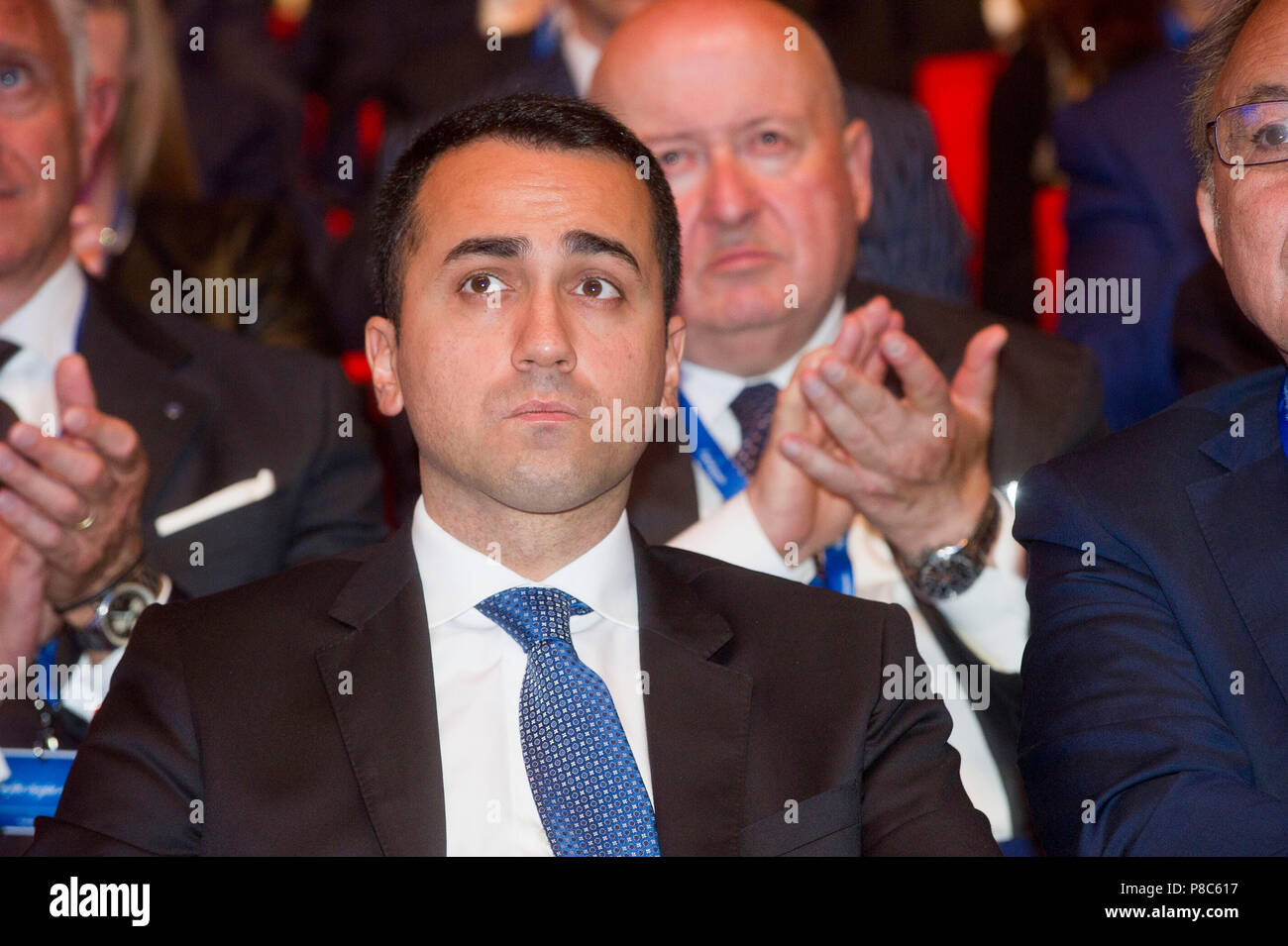 Italien, Rom, Luigi Di Maio, Führer der Fünf-Sterne-Bewegung (M5S) zum Vizepräsidenten des Rates der Verkehrsminister der Italienischen Republik von 2018. Stockfoto