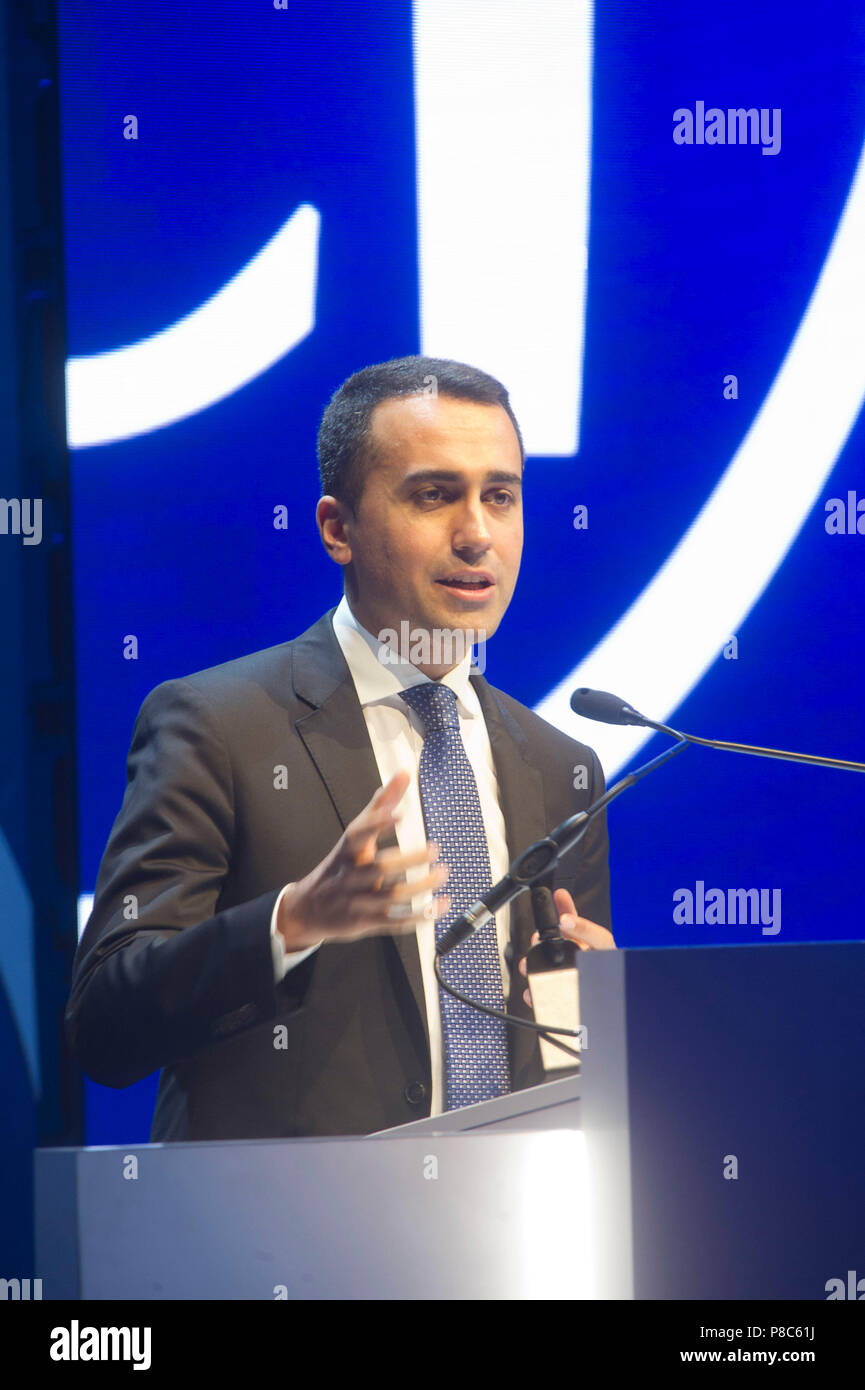 Italien, Rom, Luigi Di Maio, Führer der Fünf-Sterne-Bewegung (M5S) zum Vizepräsidenten des Rates der Verkehrsminister der Italienischen Republik von 2018. Stockfoto