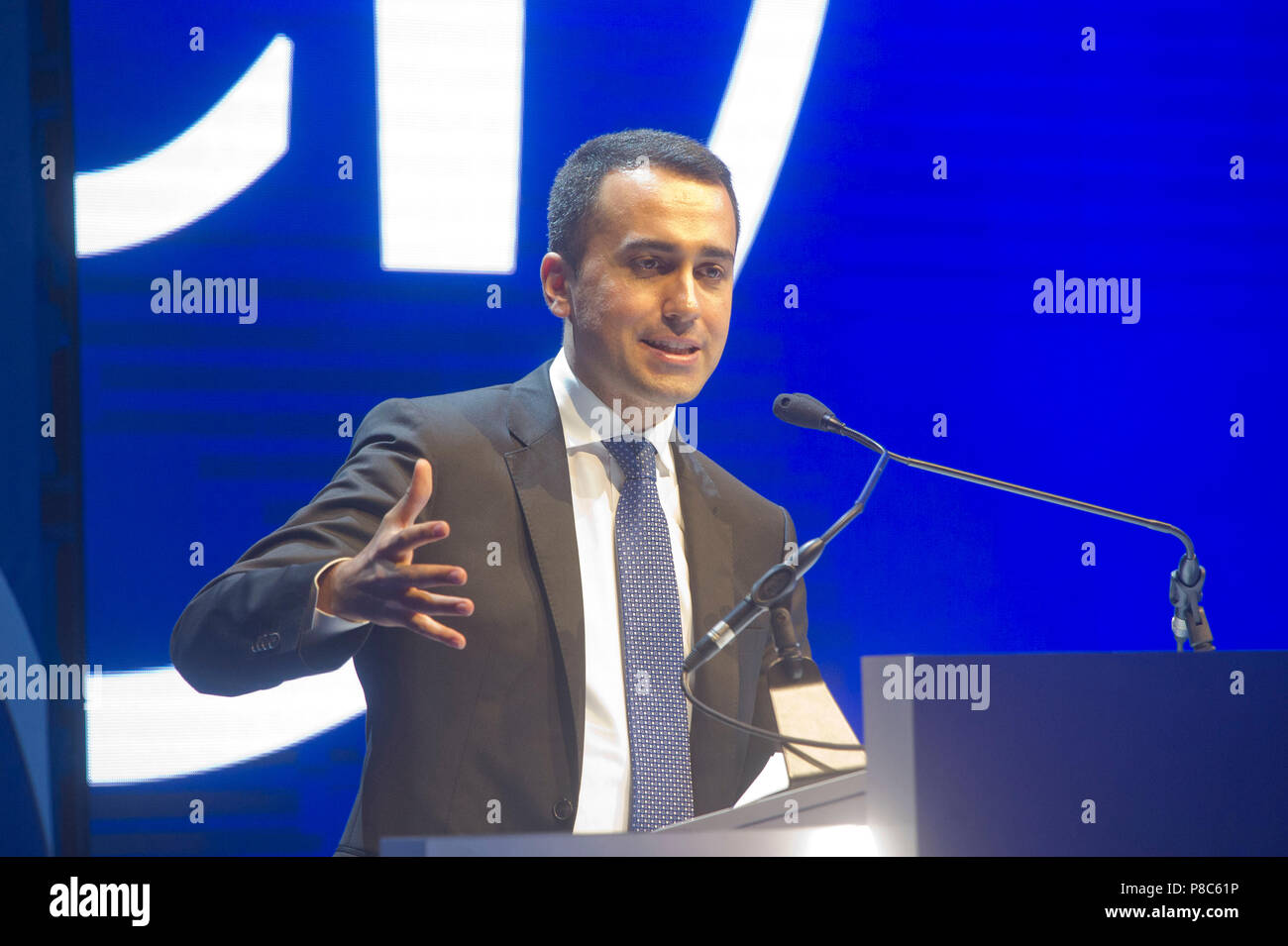 Italien, Rom, Luigi Di Maio, Führer der Fünf-Sterne-Bewegung (M5S) zum Vizepräsidenten des Rates der Verkehrsminister der Italienischen Republik von 2018. Stockfoto