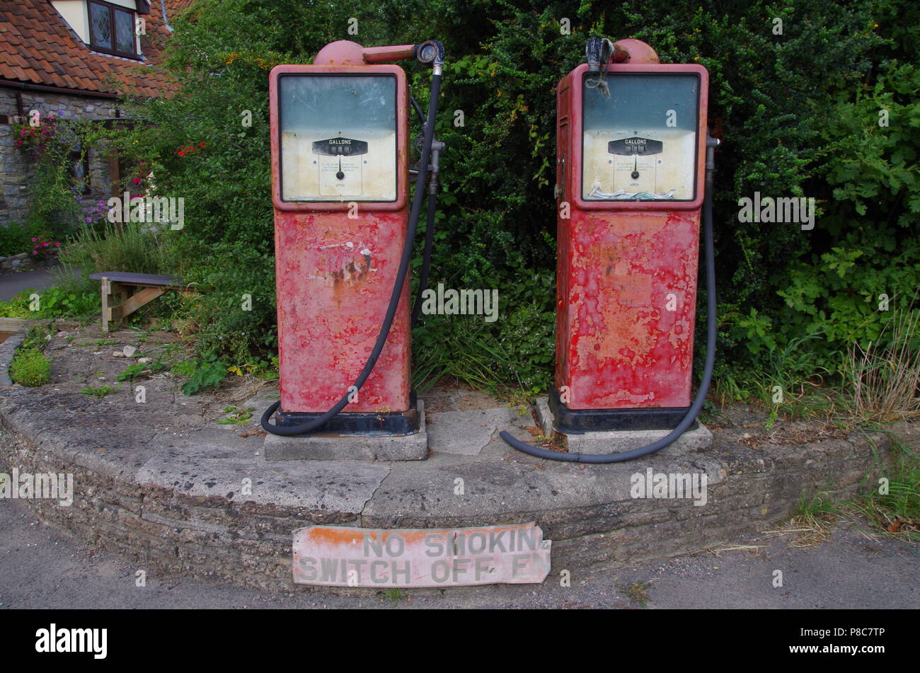 Stillgelegte Tankstellen im Aust Dorf. John O'Groats (Duncansby head) zu den Ländern Ende Ende Trail zu beenden.. England. Großbritannien Stockfoto
