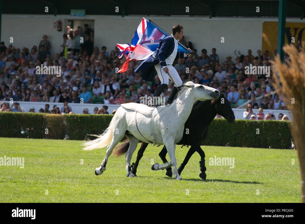 Harrogate, Großbritannien. 10. Juli 2018. Die Teilnehmer während des Großen Yorkshire Tag zeigen 2018 gesehen. Die großen YORKSHIRE zeigen Juli, 2018 Die Große Yorkshire Show ist eine legendäre dreitägige Veranstaltung und eine der größten landwirtschaftlichen Veranstaltungen in der englischen Kalender. Jedes Jahr werden mehr als 130.000 Besucher und über 8.500 Tiere laufen auf der großen Yorkshire Showground in Harrogate zu konkurrieren, Kontakte knüpfen und Feiern. Credit: Rahman Hassani/Alamy leben Nachrichten Stockfoto