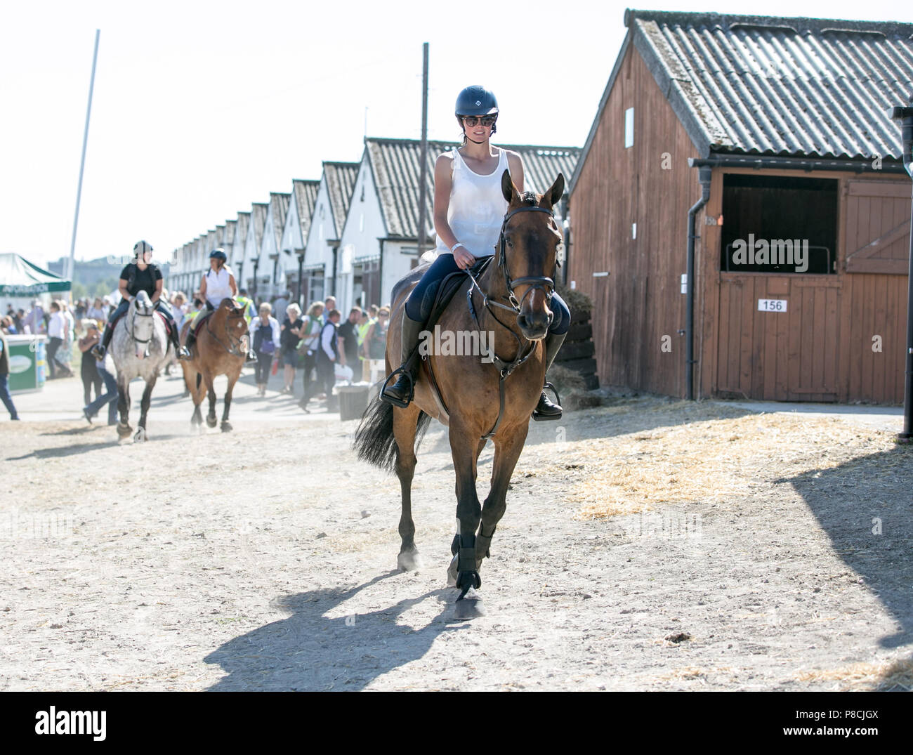 Harrogate, Großbritannien. 10. Juli 2018. Die Teilnehmer während des Großen Yorkshire Tag zeigen 2018 gesehen. Die großen YORKSHIRE zeigen Juli, 2018 Die Große Yorkshire Show ist eine legendäre dreitägige Veranstaltung und eine der größten landwirtschaftlichen Veranstaltungen in der englischen Kalender. Jedes Jahr werden mehr als 130.000 Besucher und über 8.500 Tiere laufen auf der großen Yorkshire Showground in Harrogate zu konkurrieren, Kontakte knüpfen und Feiern. Credit: Rahman Hassani/Alamy leben Nachrichten Stockfoto