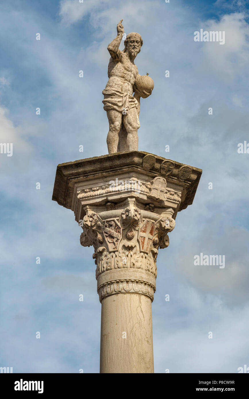 Statue von Christus, dem Erlöser, Spalte an der Piazza dei Signori, Vicenza, Venetien, Italien Stockfoto