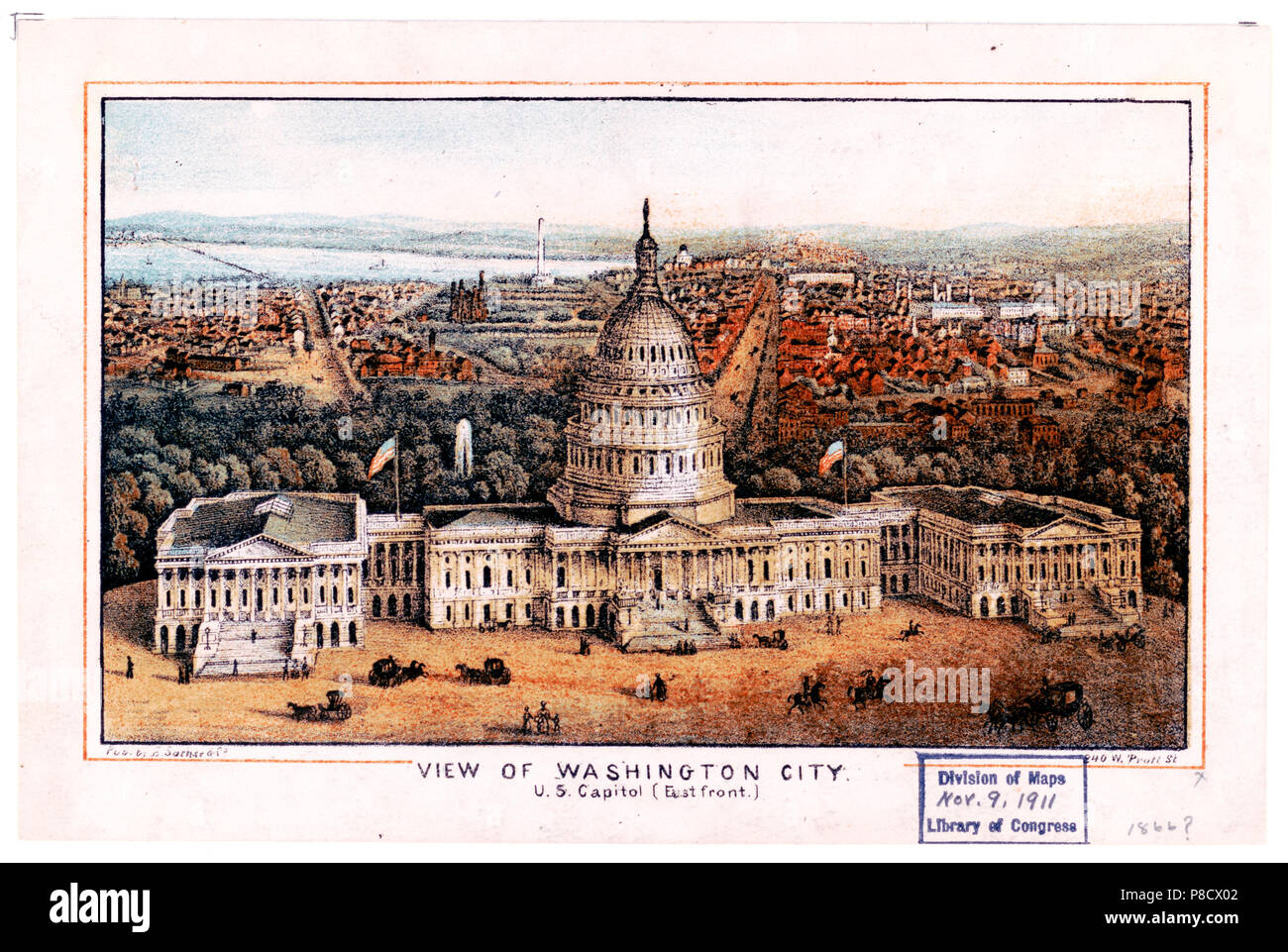 Blick auf den Washington City U.S. Capitol (Ost Front) ca 1866 Stockfoto