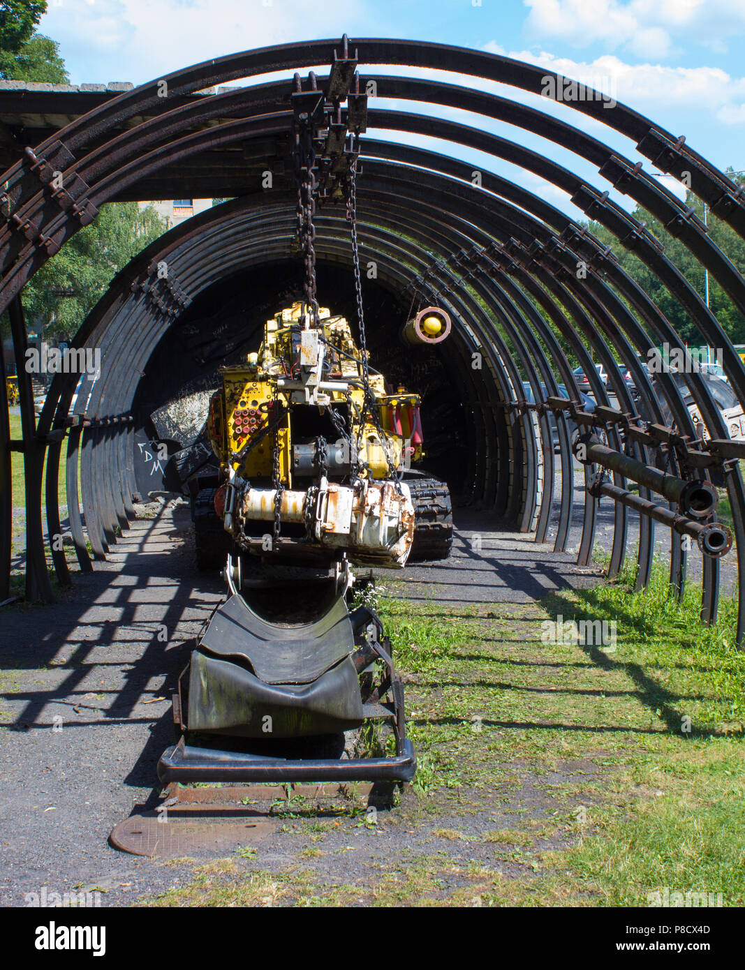 Alte Aufhängung stanzen Harvester für Bergbau Steinkohle - Outdoor Stockfoto
