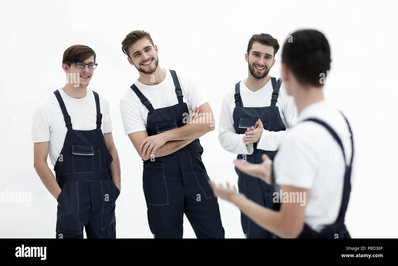 Fröhliches Team der Verantwortlichen Urheber und ihre lächelnden Führer. Stockfoto