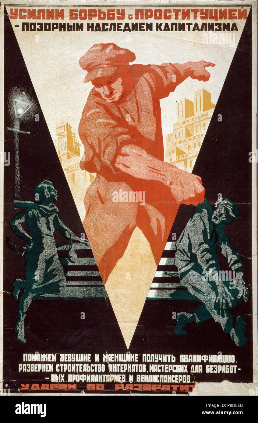Ein Kampf gegen die Prostitution (Poster). Museum: Staatliches russisches Museum, St. Petersburg. Stockfoto