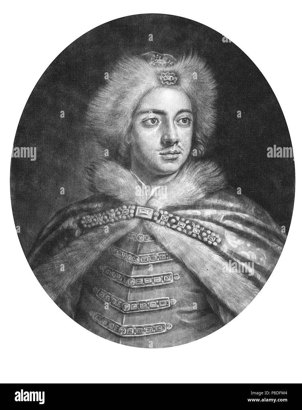 Portrait von Kaiser Peter I. der Große (1672-1725). Museum: Landesmuseum von A. S. Puschkin, Moskau. Stockfoto