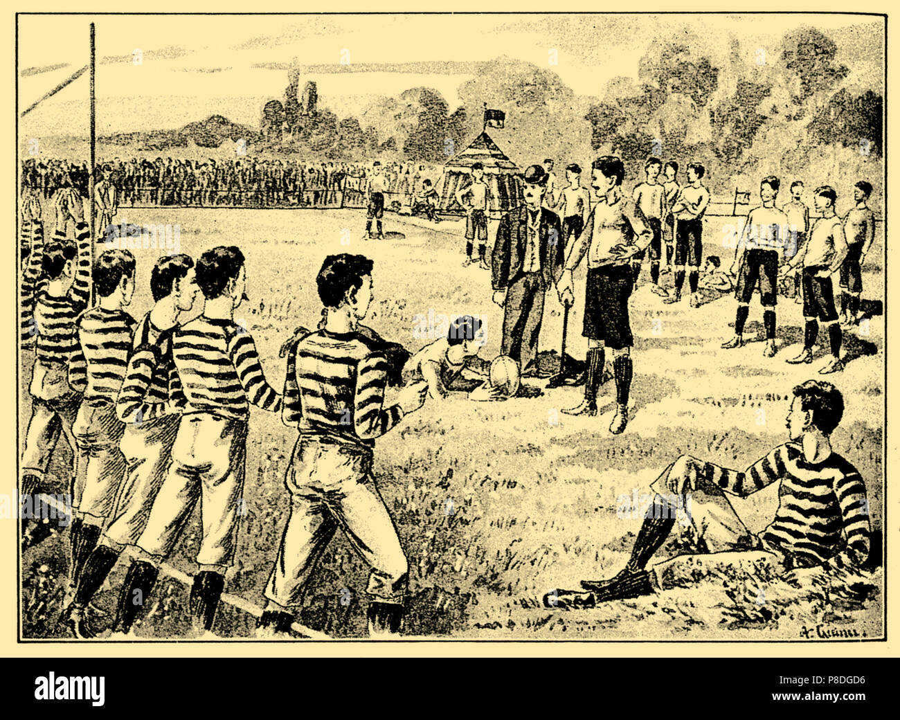 Rugby Spiel, ein Greiner 1895 Stockfoto