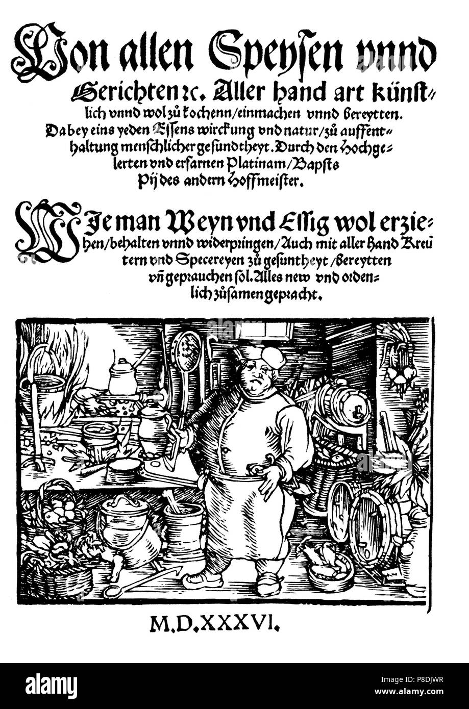 Titelblatt von einem Kochbuch (Deutschland, Augsburg). Museum: Russian State Library, Moskau. Stockfoto