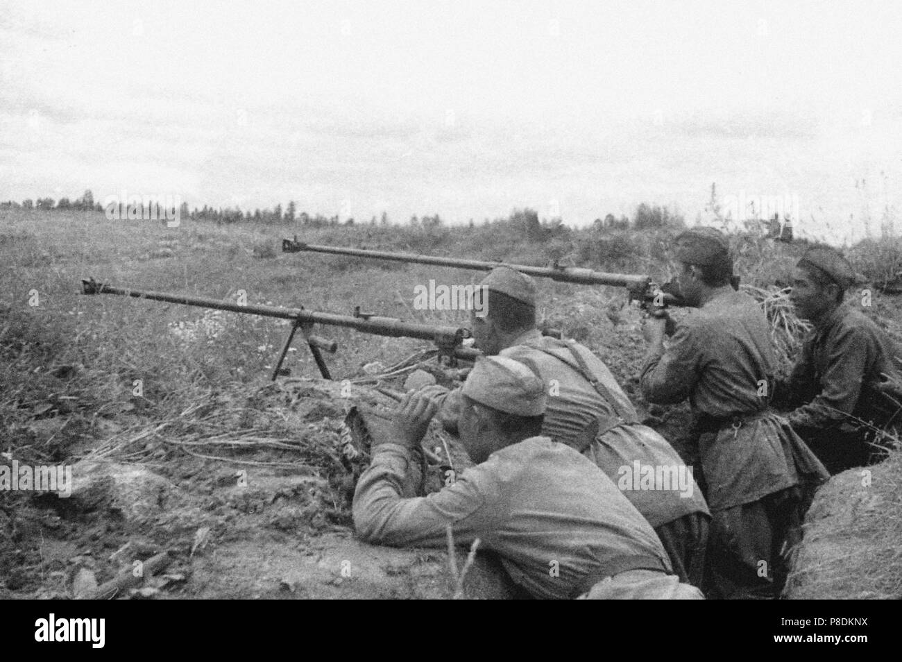 Eine kämpfende Bohrung der Roten Armee. Museum: Staatliche Russische Film und Foto Archiv, Krasnogorsk. Stockfoto