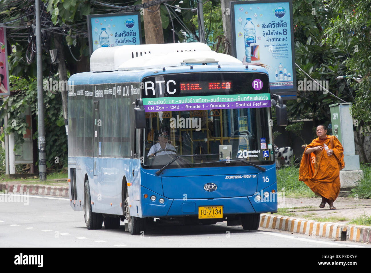 Chiangmai, Thailand - 10. Juli 2018: BLK-Bus von RTC oder Chiangmai Smart Bus. Service in der Stadt Wlan auf Bus- und Verwenden Transit Kaninchen Karte für Karte. Stockfoto