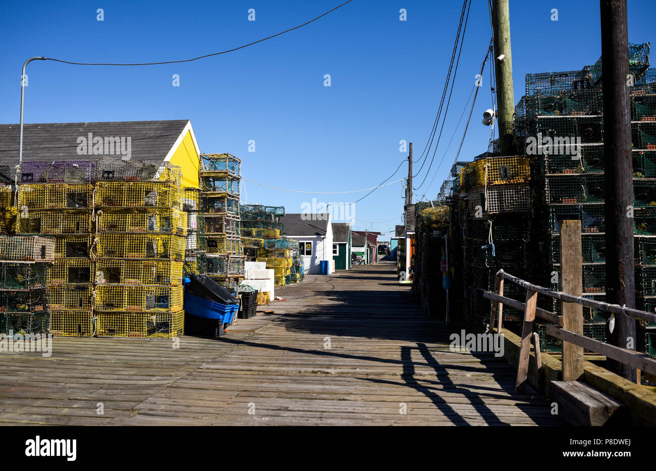 Hummer Fischereihafen, dock house in Portland Maine Stockfoto