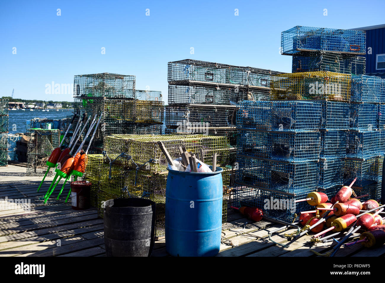 Hummer Fischerhafen in Portland Maine Stockfoto