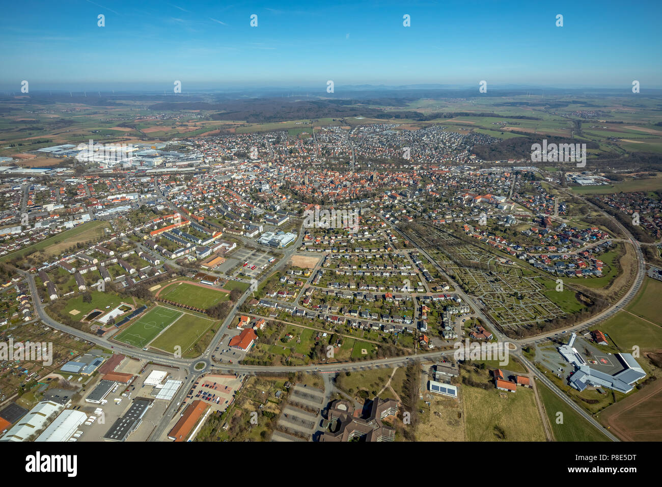 Luftaufnahme, Blick von Korbach über den Südring, Korbach, Hessen, Deutschland Stockfoto