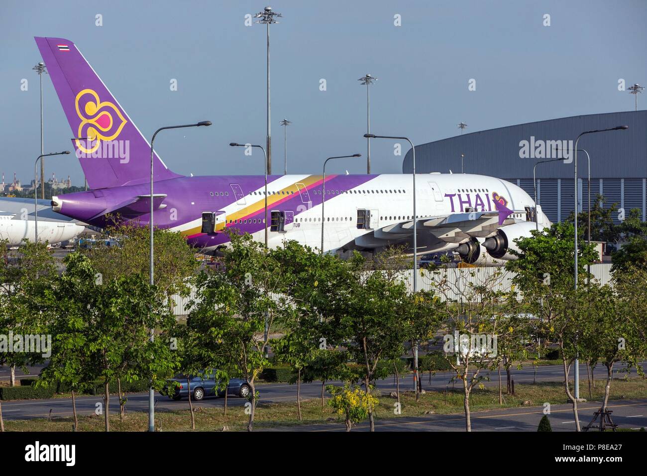 Thai Airlines Flugzeug Flughafen Bangkok Thailand Stockfotografie Alamy