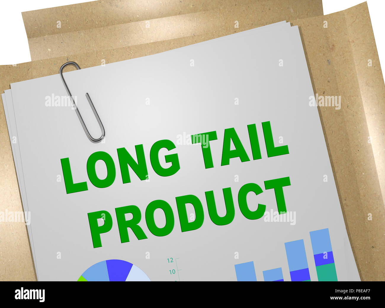 3D-Darstellung der lange Schwanz Produkt Titel auf Business Document Stockfoto