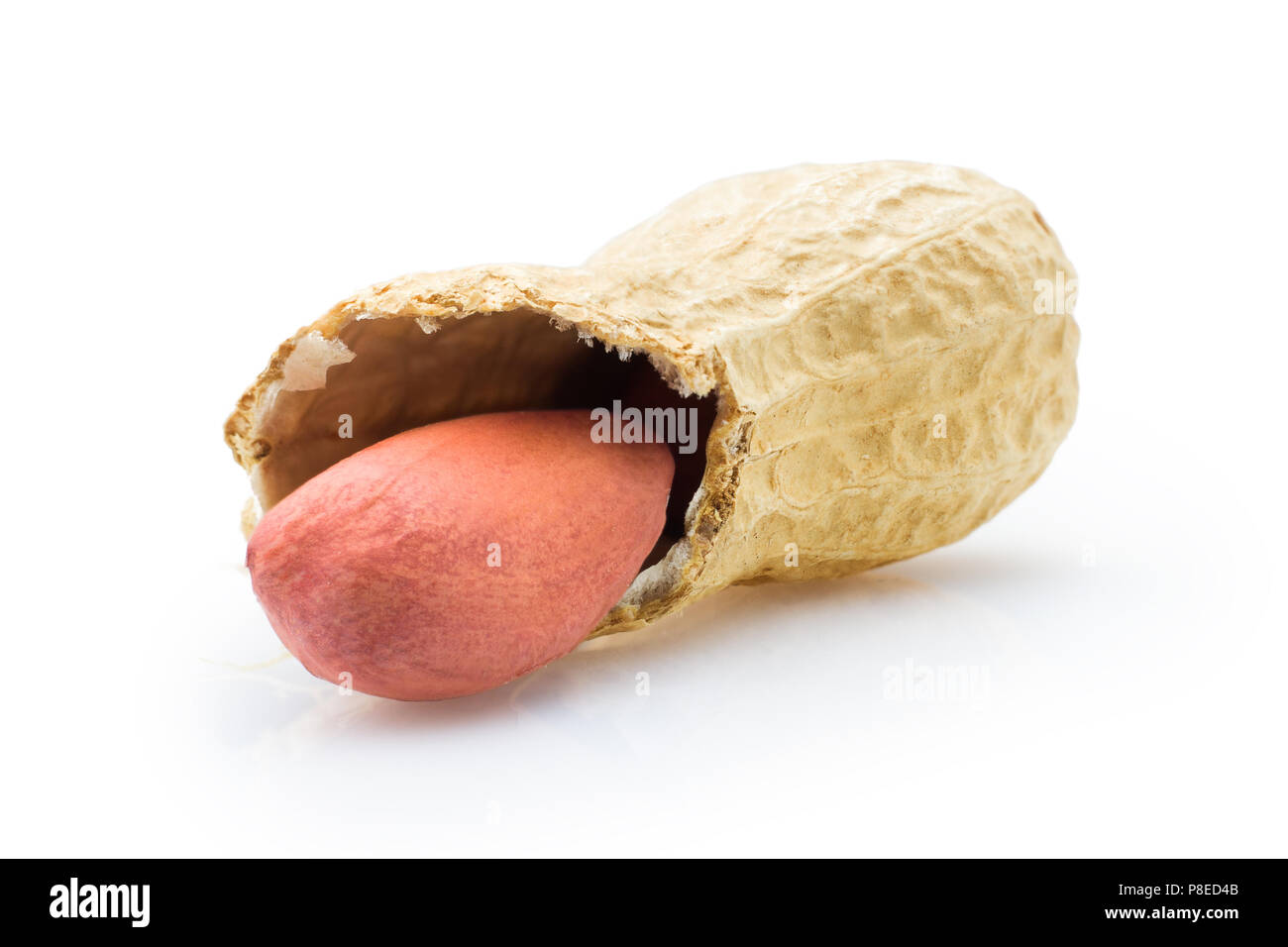 Peanut closeup auf einem weißen Hintergrund, isoliert Stockfoto