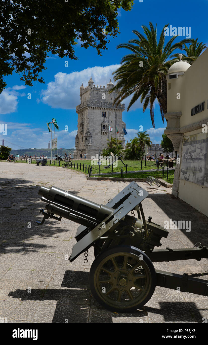 Belém Turm, offiziell der Turm von Saint Vincent (Torre de São Vicente) ist eine Festung aus dem 16. Jahrhundert in Lissabon, Portugal Stockfoto