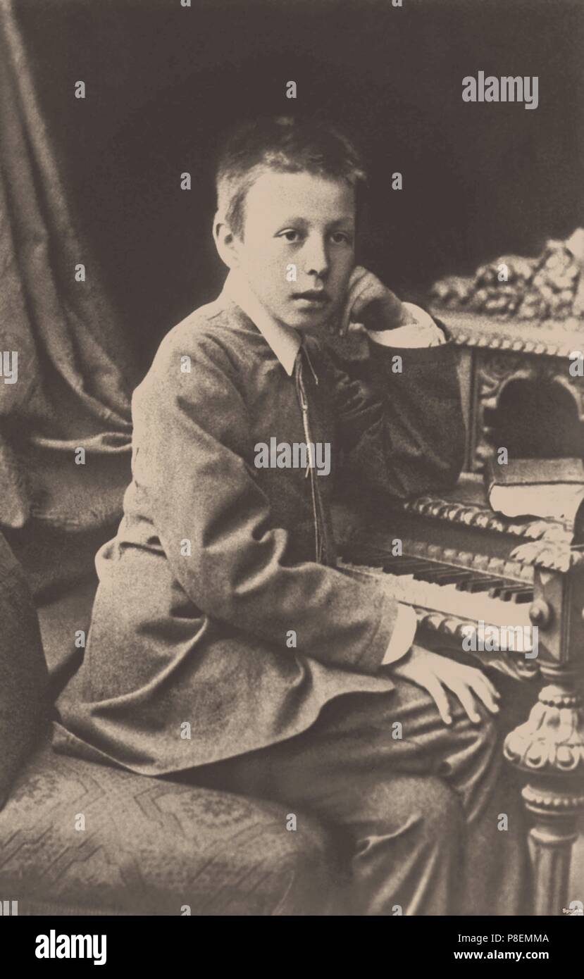 Sergei Rachmaninow im Alter von zehn Jahren. Museum: Staatliche zentrale m.Glinka Museum der Musik, Moskau. Stockfoto