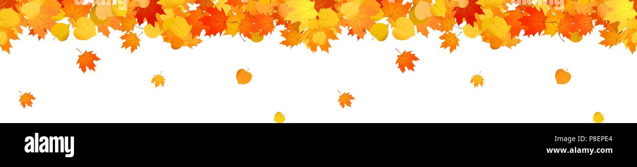 Horizontale dekorative nahtlose Header mit fallenden Blätter für Websites Stock Vektor