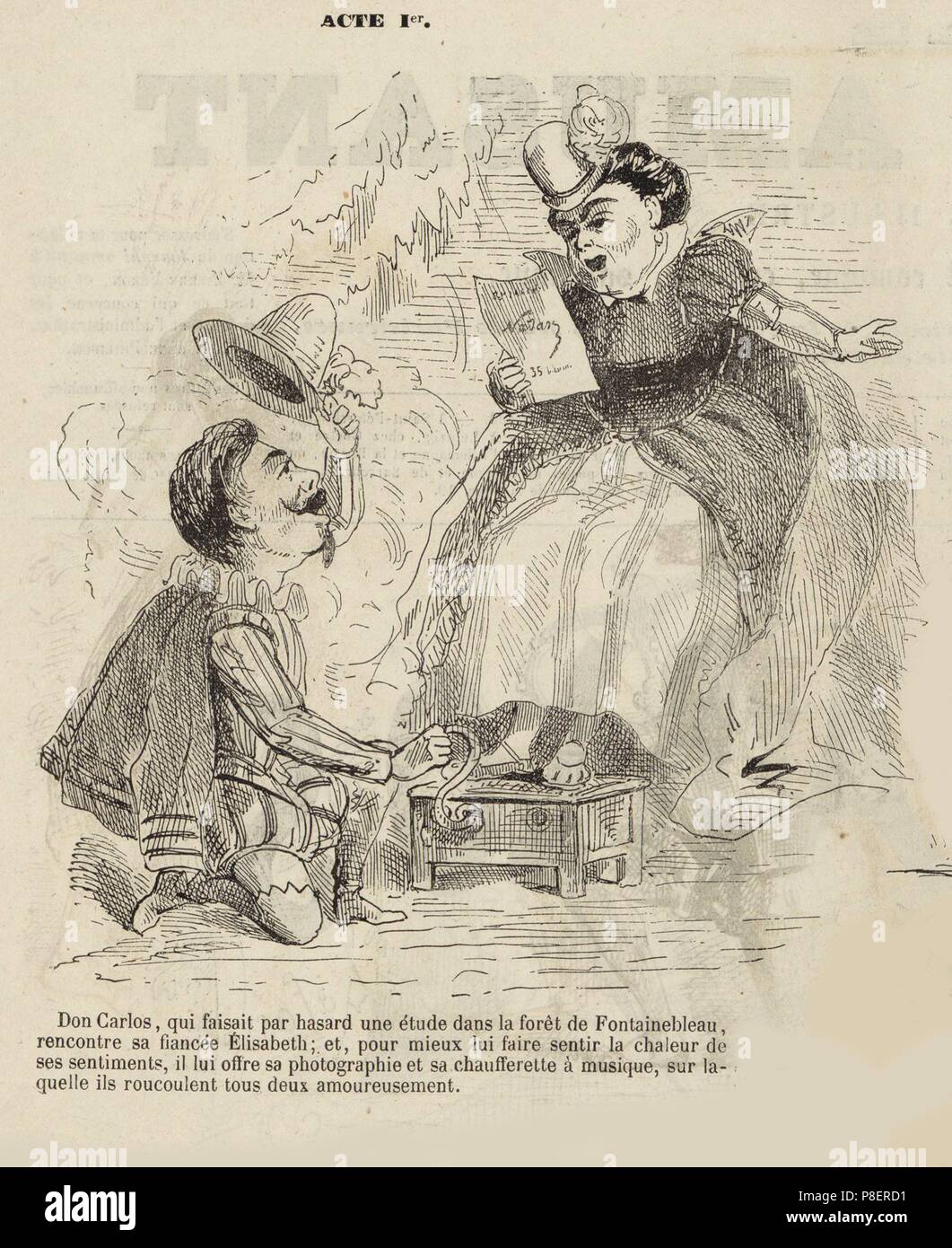 Karikatur Auf Die Oper Don Carlos Von Giuseppe Verdi Paris Theatre De L Opera Le Peletier 11 03 1867 Museum Bibliotheque Nationale De France Stockfotografie Alamy