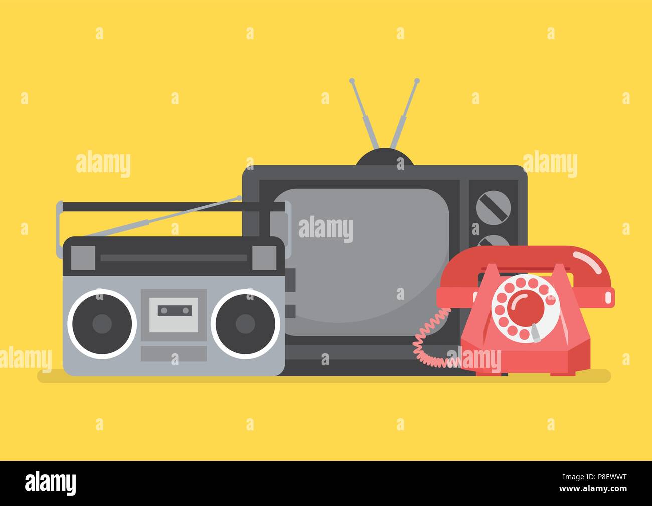 Retro Radio und Fernsehen. Vector Illustration Stock Vektor