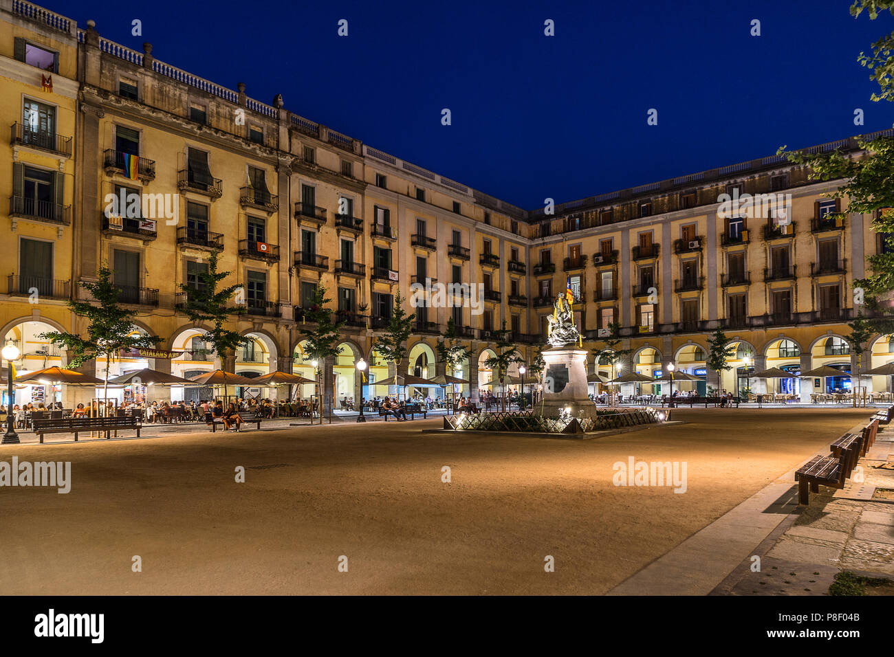 Independence Square in Girona, Spanien Stockfoto