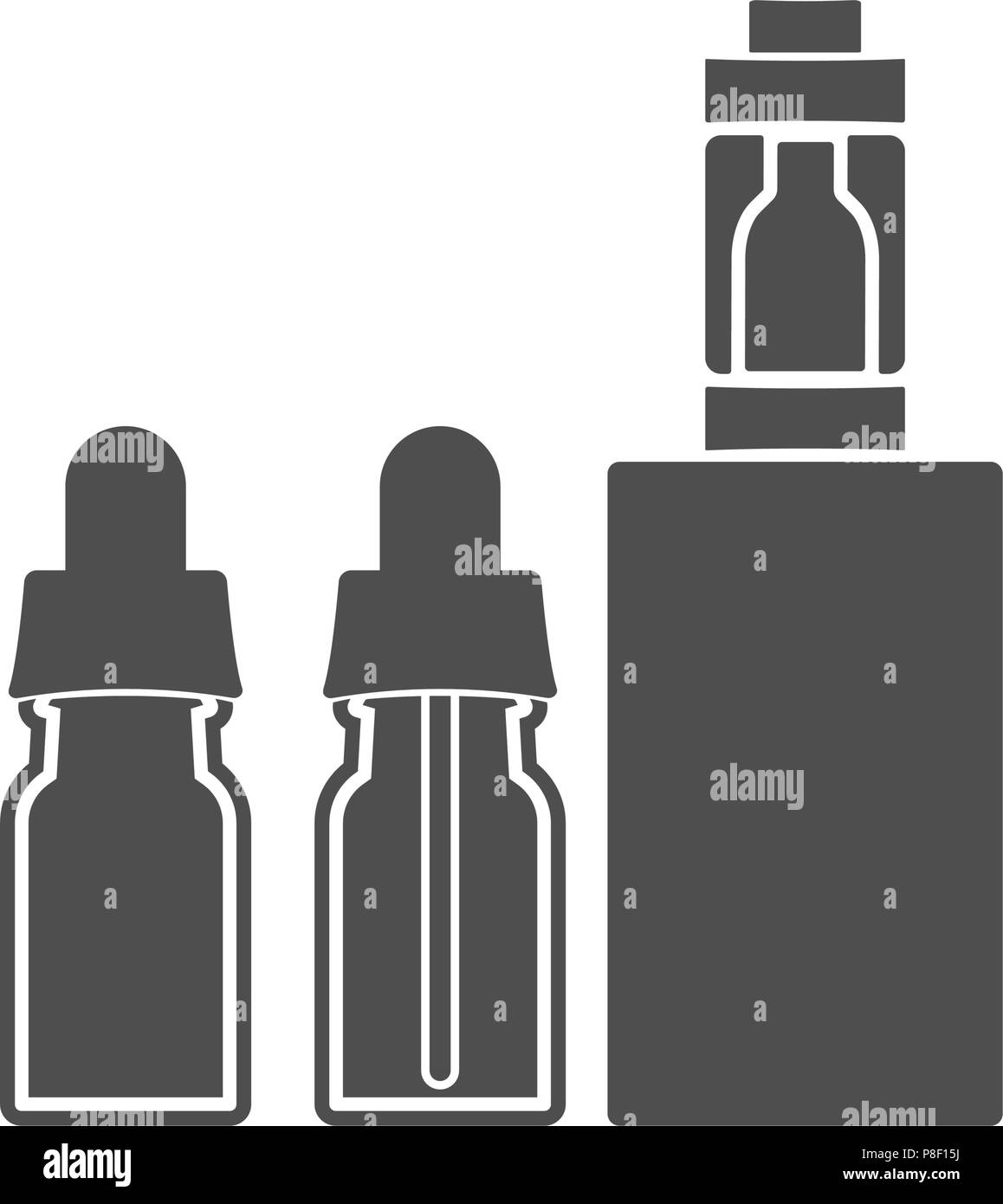 Elektronische Zigarette mit Flaschen Flüssigkeit. Vector Illustration Stock Vektor