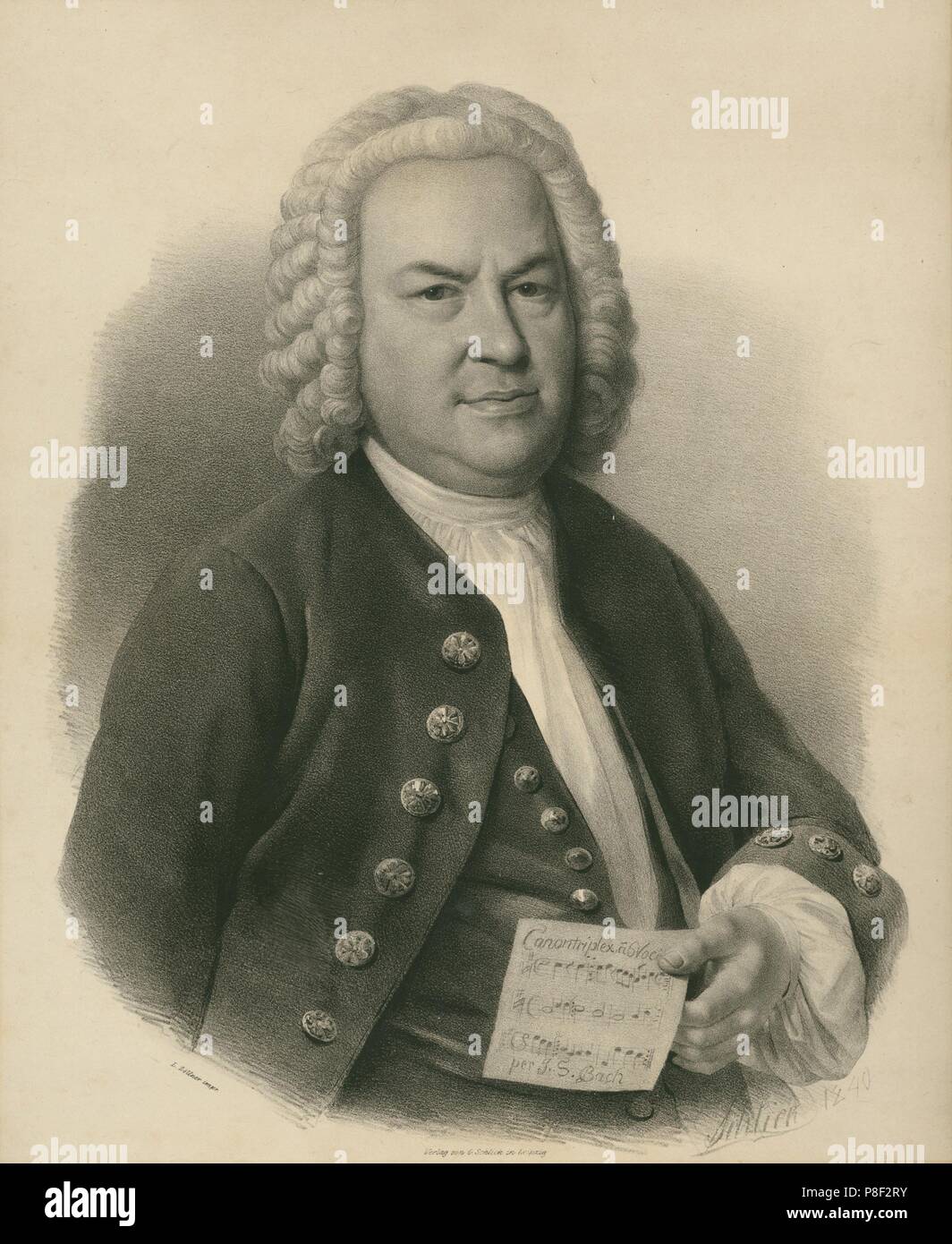 Porträt von Johann Sebastian Bach. Museum: private Sammlung. Stockfoto