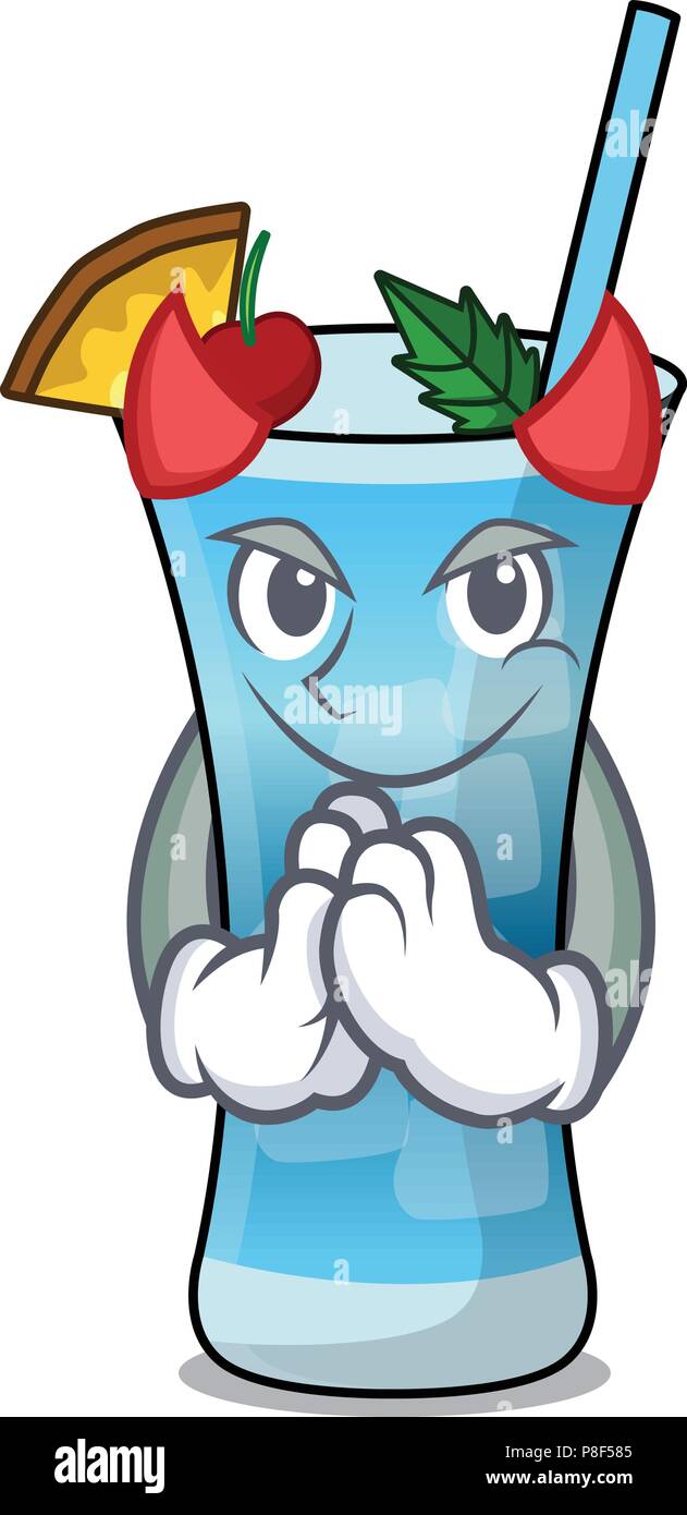 Teufel Blue Hawaii Maskottchen Karikatur Stock Vektor