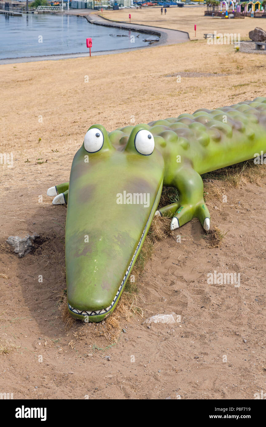Das riesige Krokodil in Cardiff Bay, South Wales Stockfoto
