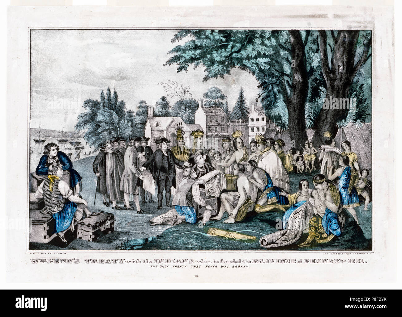 Wm. Penn's Vertrag mit den Indern, als er die Provinz Pennsya gegründet. 1661 der einzige Vertrag, der nie gebrochen wurde Stockfoto