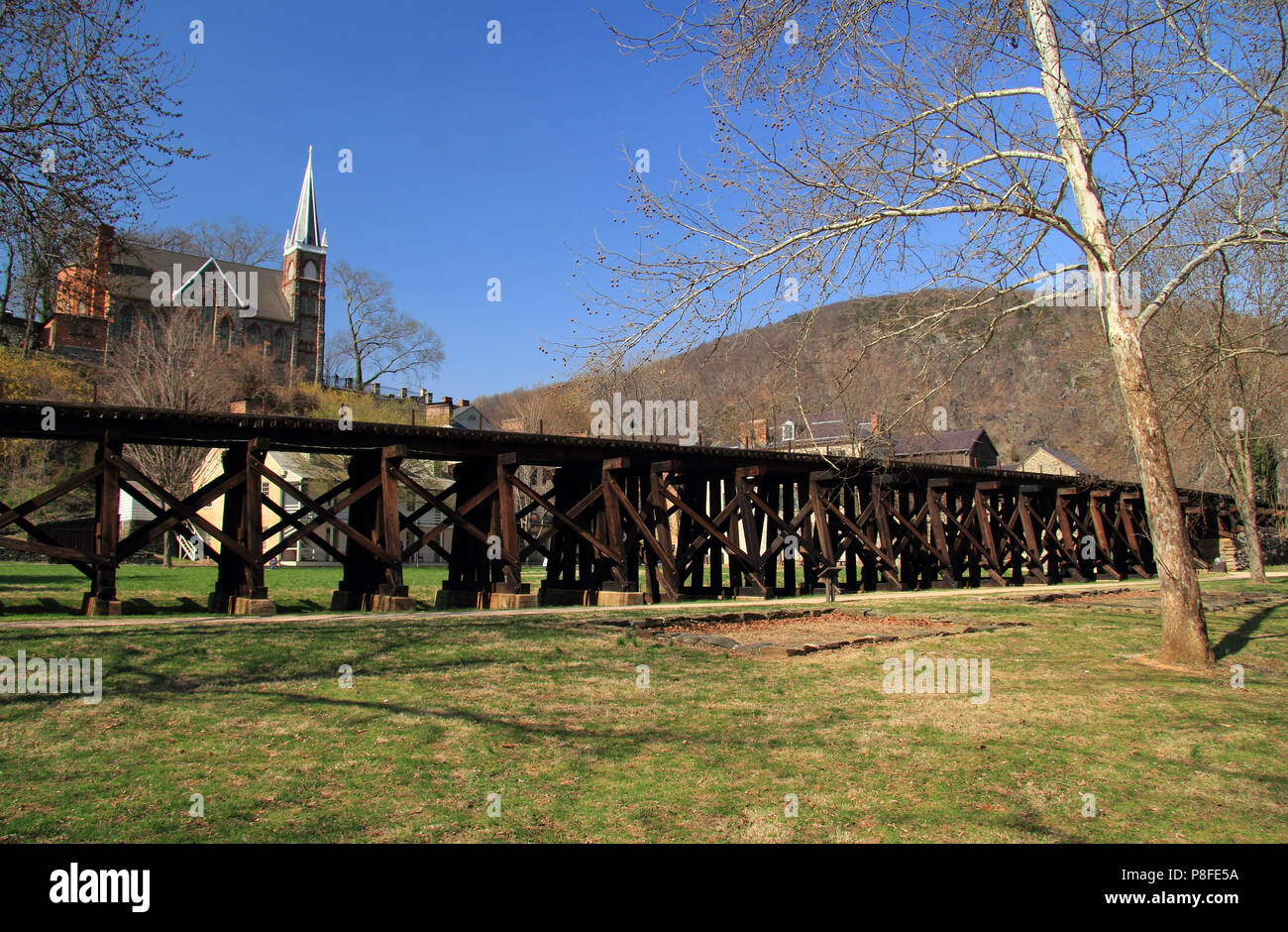 Die Winchester und Potomac Railroad, von denen das Gestell durch Harpers Ferry hier dargestellt wird, ist eine wichtige Form der Transport auf der Schiene Stockfoto