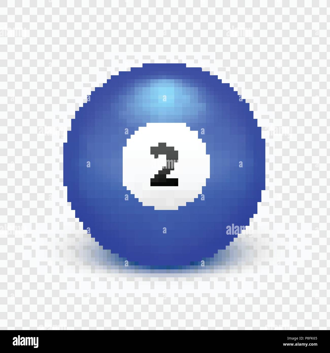 Vektor Illustration gelbe Kugel für Billard isoliert auf einen transparenten Hintergrund. Nummer 2. Stock Vektor