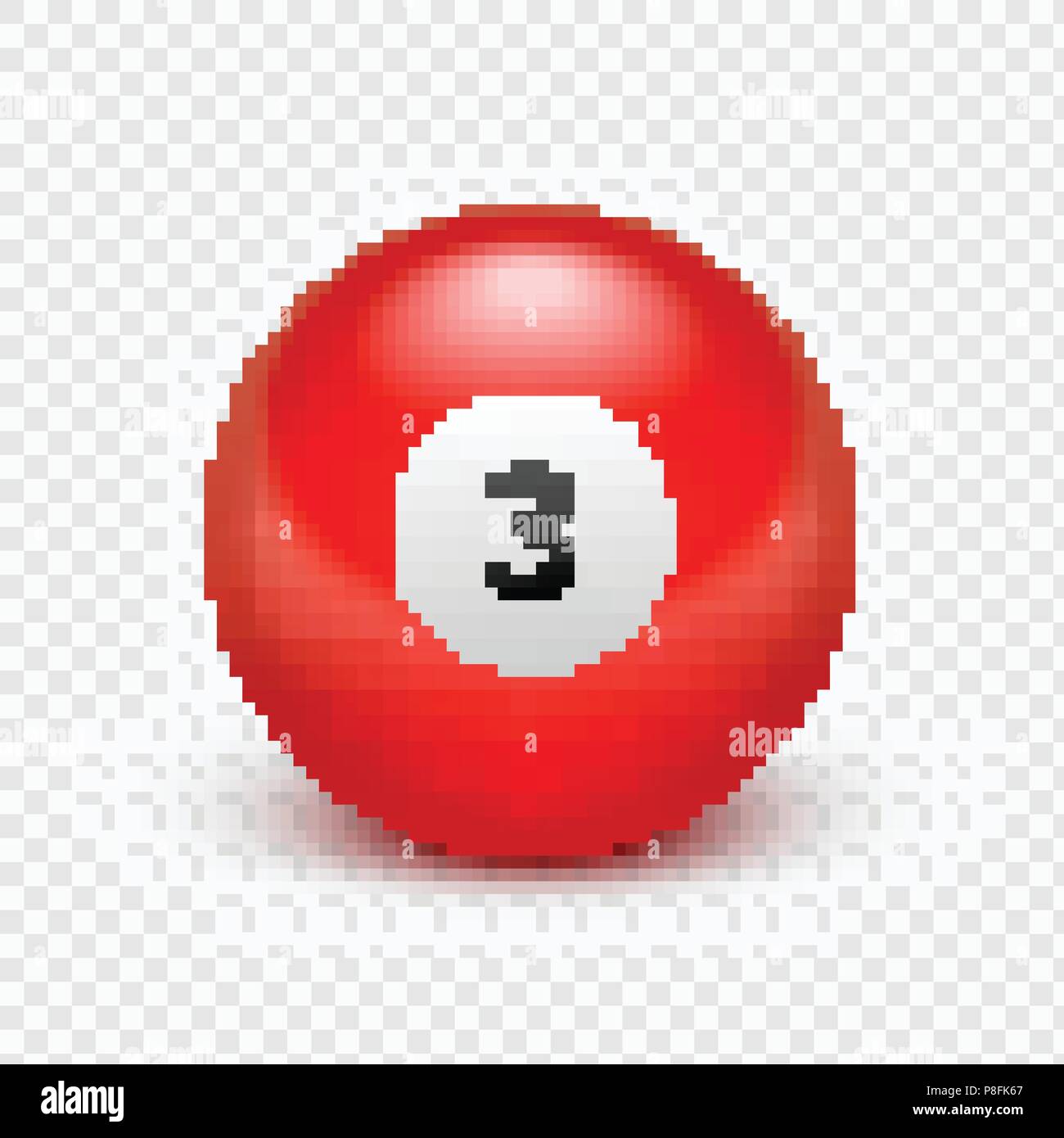 Vektor Illustration gelbe Kugel für Billard isoliert auf einen transparenten Hintergrund. Nummer 3. Stock Vektor