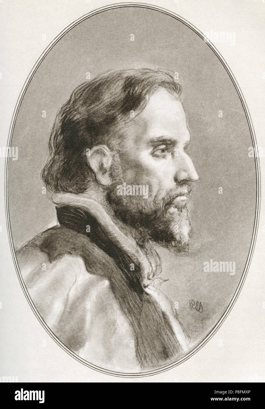 Jan Hus, c 1369-1415, aka Johannes Hus, Jan Hus, Iohannes Hus oder Johannes Hus. Tschechische Theologe, römisch-katholischer Priester, Philosoph, Master, Dekan und Rektor der Karlsuniversität in Prag. Abbildung von Gordon Ross, US-amerikanischer Künstler und Illustrator (1873-1946), von lebenden Biographien von religiösen Führern. Stockfoto