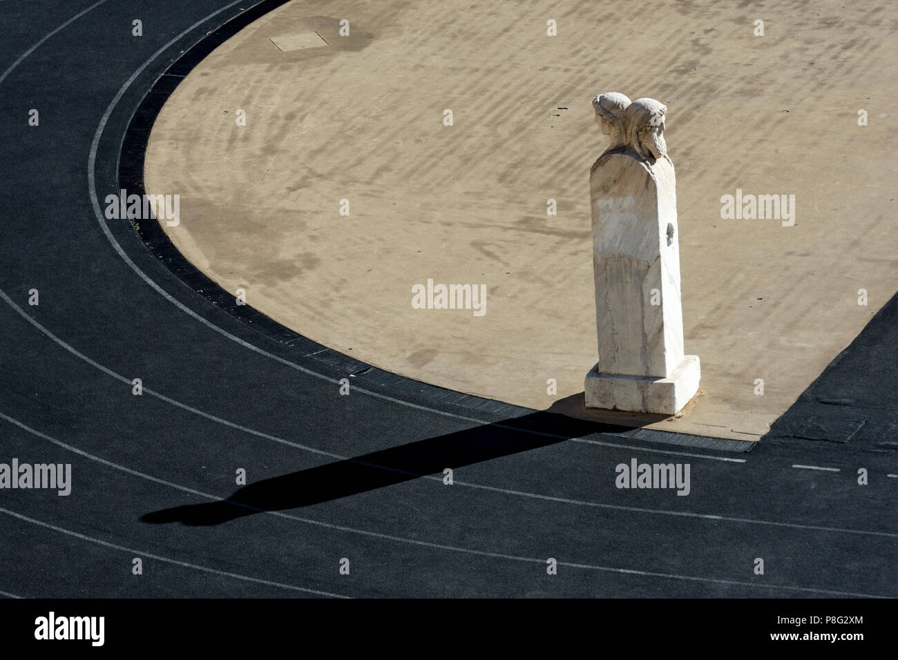 Zwei Kopf Marmor statue im Stadion panathenaic Stockfoto