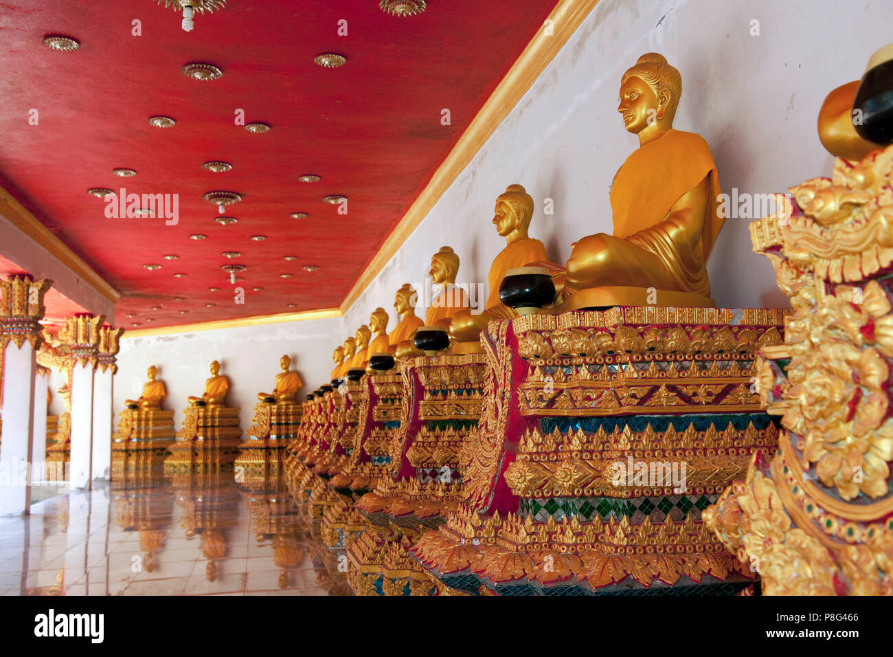 Goldenen Buddhas, Wat Bang Riang, buddhistische Tempel, Thap, Amphoe hap, Provinz Phang Nga, Thailand, Asien Stockfoto