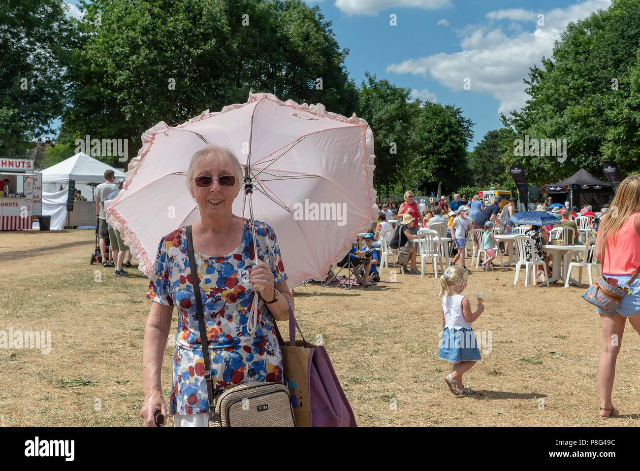 08. Juli 2018 - Stockton Heide Festival in Cheshire, England, UK, hielt ihren elften Fete auf dem Feld, wo Hunderte von Menschen geschützt Die Stockfoto