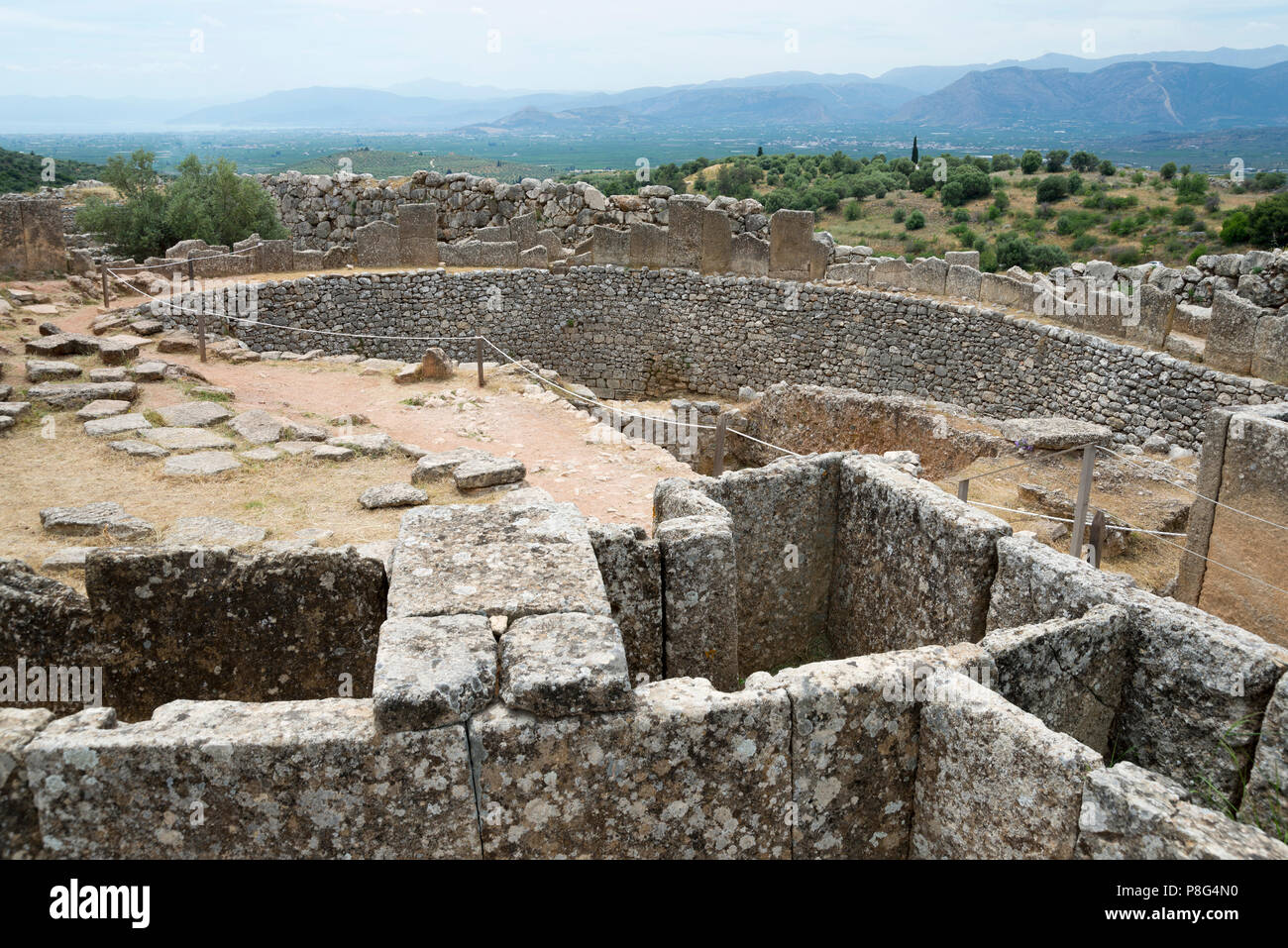 Grab Kreis ein, Mykene, Argolis, Peloponnes, Griechenland Stockfoto
