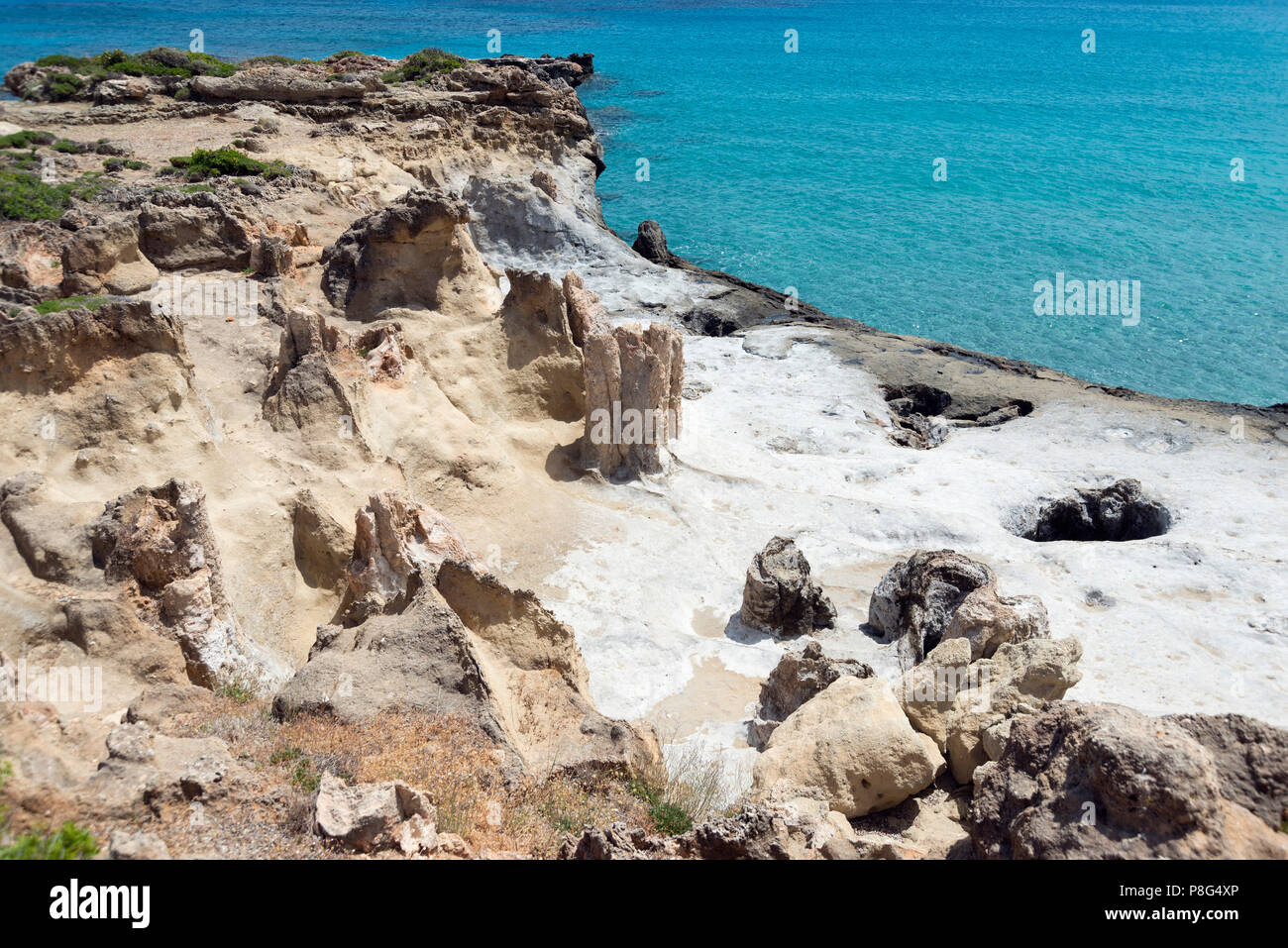 Der versteinerte Wald in der Nähe von Agia Maria, Lakonien, Peloponnes, Griechenland Stockfoto