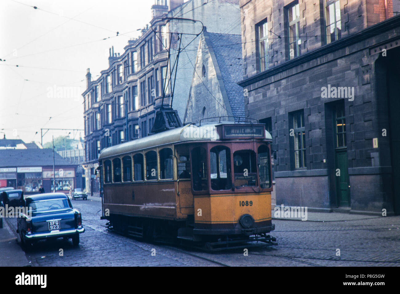 Glasgow Tram. 1089 Single Deck bei Partick Depot am 22/05/1961 Stockfoto