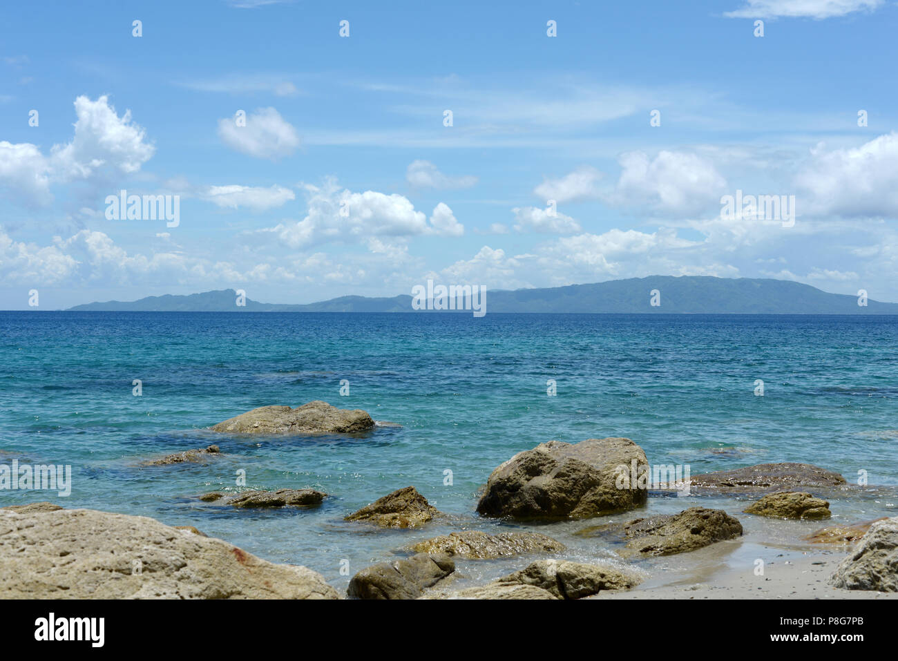 Sicht auf die Berge und Inseln von Puerto Galera Oriental Mindoro Philippinen Stockfoto