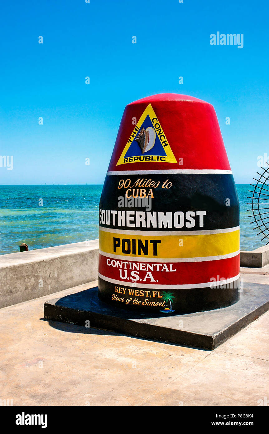 USA südlichsten Punkt Monument und Key West touristische Attraktion Stockfoto
