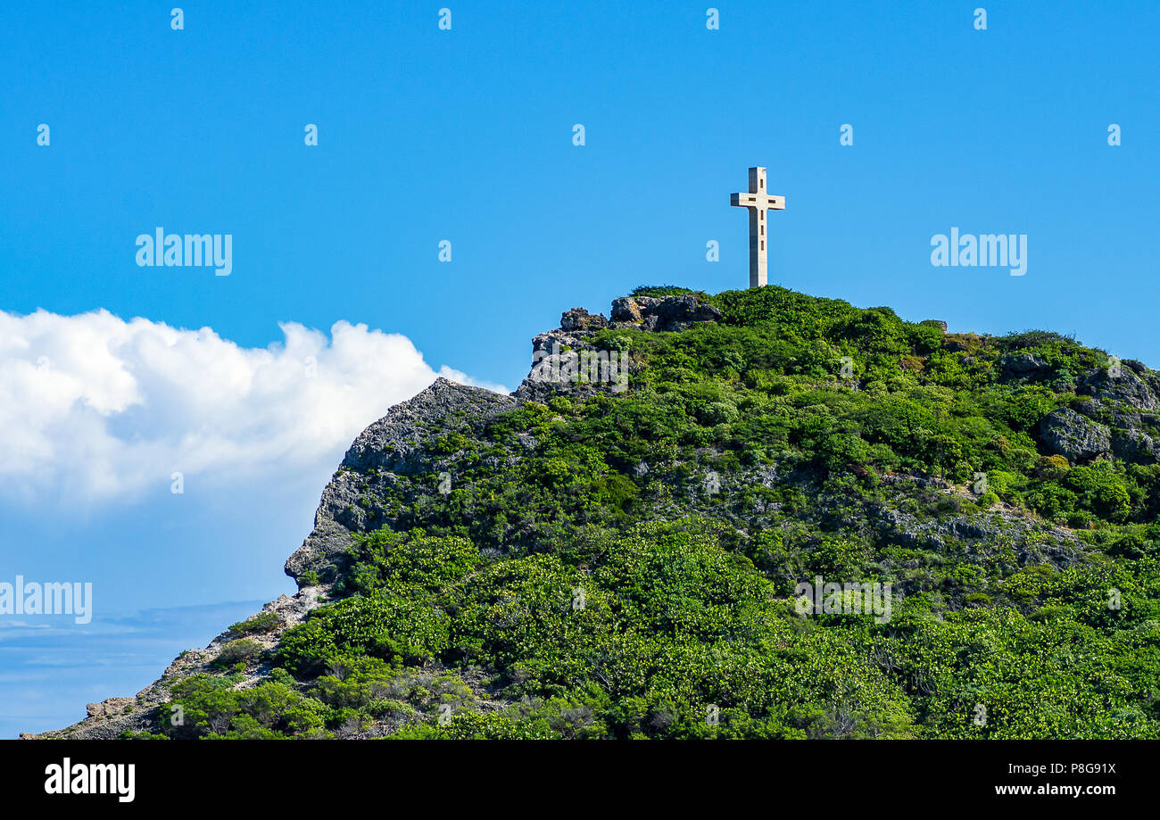 Kreuz am Pointe des Chateaux, Guadeloupe Stockfoto