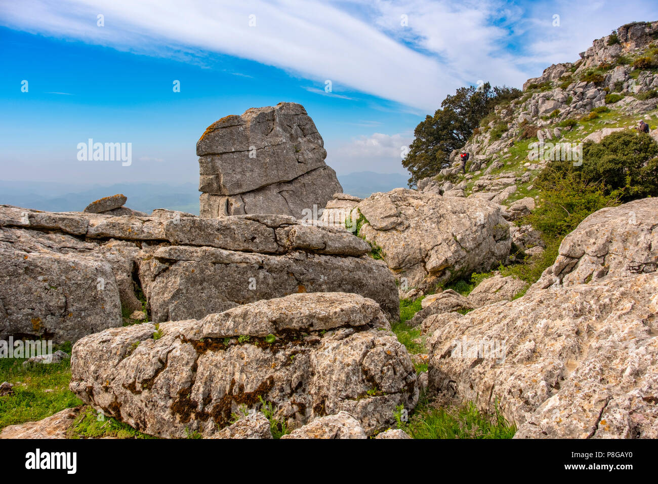 Torcal de Antequera, Erosion arbeiten an Jurassic Kalksteine, Provinz Málaga. Andalusien, Süd Spanien Europa Stockfoto