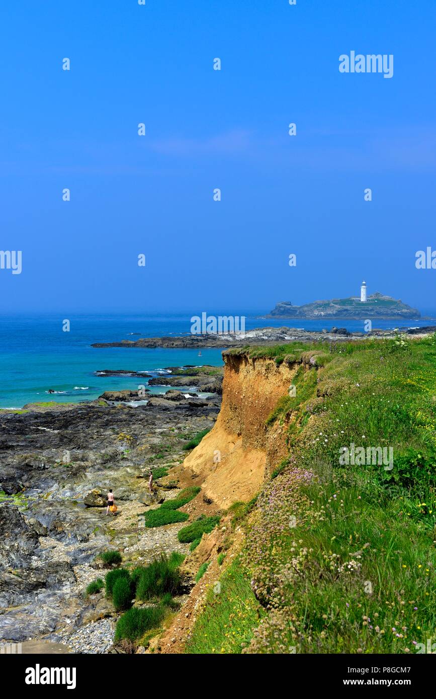 Godrevy point, Leuchtturm, Gwithian, Heritage Coast Godrevy, Cornwall, England, Großbritannien Stockfoto