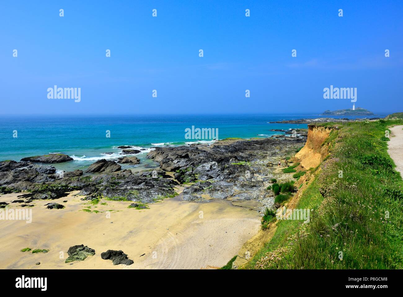Godrevy point, Leuchtturm, Gwithian, Heritage Coast Godrevy, Cornwall, England, Großbritannien Stockfoto